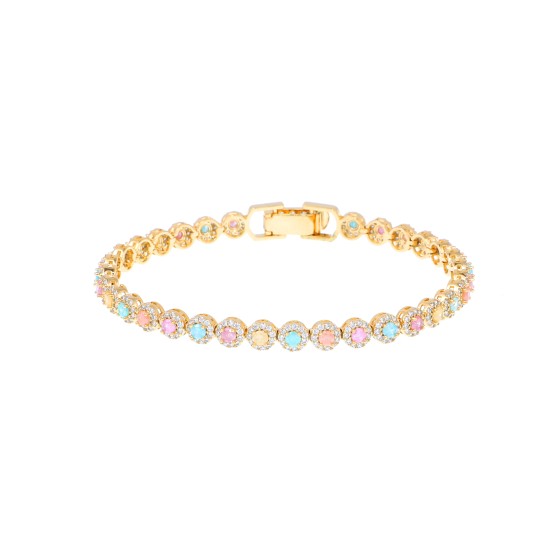 Gold-plated bracelet studded with colored zircon stones