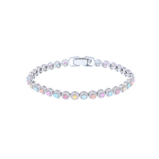 Gold-plated bracelet studded with colored zircon stones