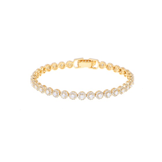 Gold-plated bracelet studded with colored zircon stones