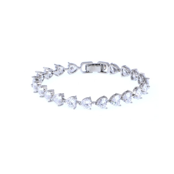 Cubic bracelet is gold-plated and studded with colored zircon stones