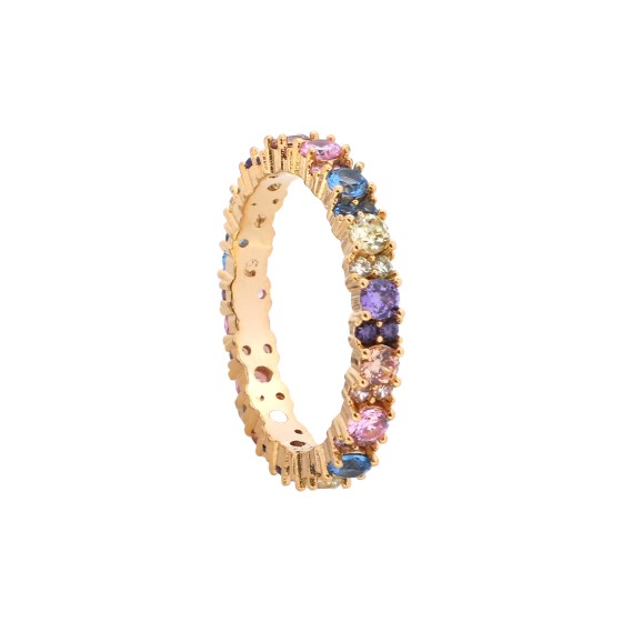 Plated ring with medium-sized colored zircon stones