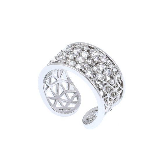 Gold-plated ring studded with colored zircon stones