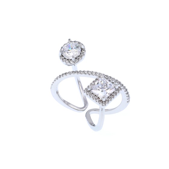 Gold-plated Cubic ring studded with colored zircon stones