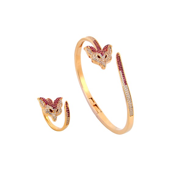Gold-plated bracelet studded with colored zircon stones