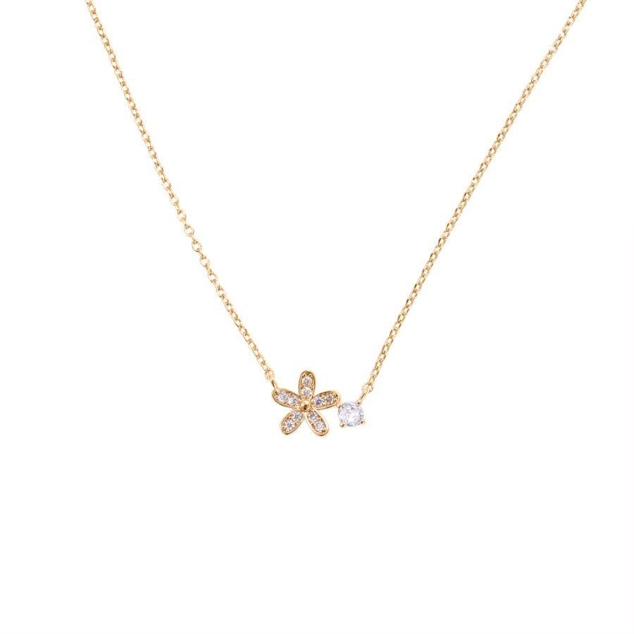 Gold-plated necklace studded with zircon stones
