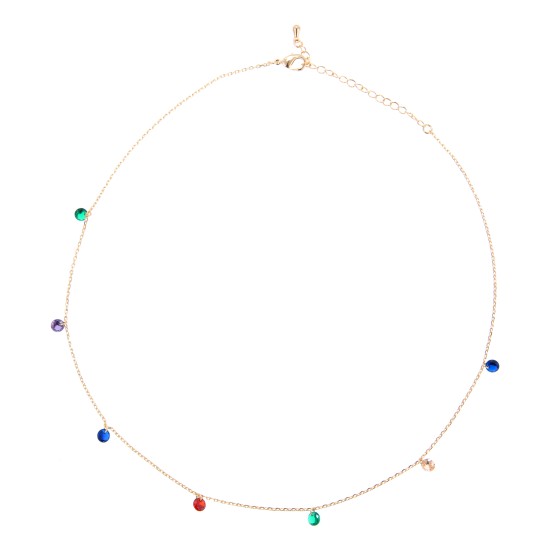 A gold-plated necklace studded with colored zircon stones