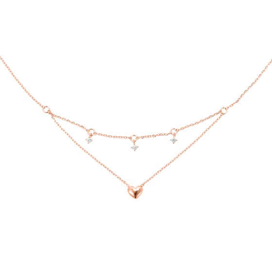A two-layer necklace, plated with gold, decorated and studded with zir