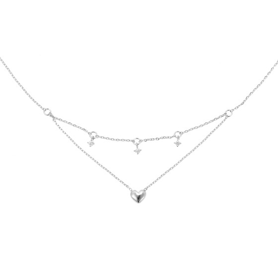 A two-layer necklace, plated with gold, decorated and studded with zircon stones