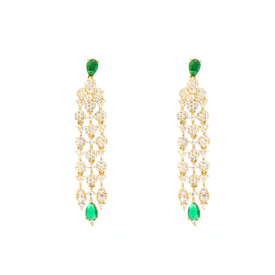 big set, plated in gold, studded with zircon stones