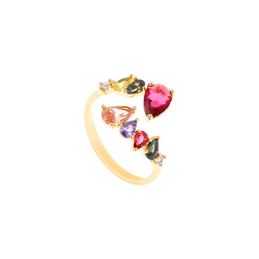 A gold-plated ring studded with various zircon stones