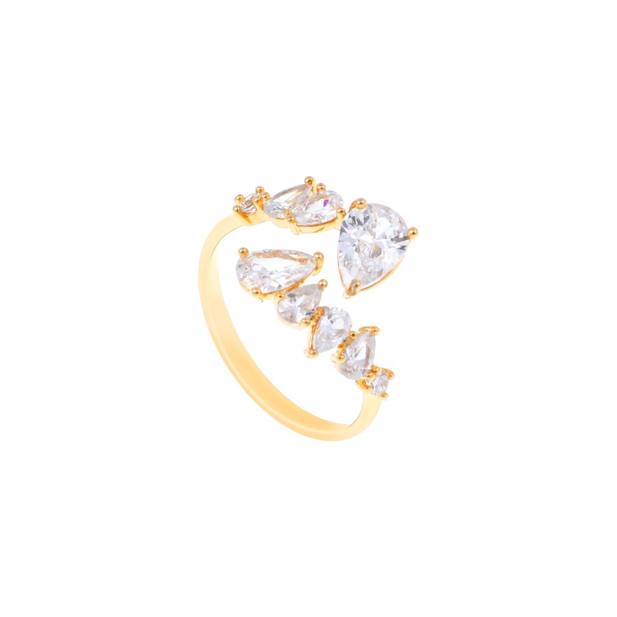 A gold-plated ring studded with various zircon stones