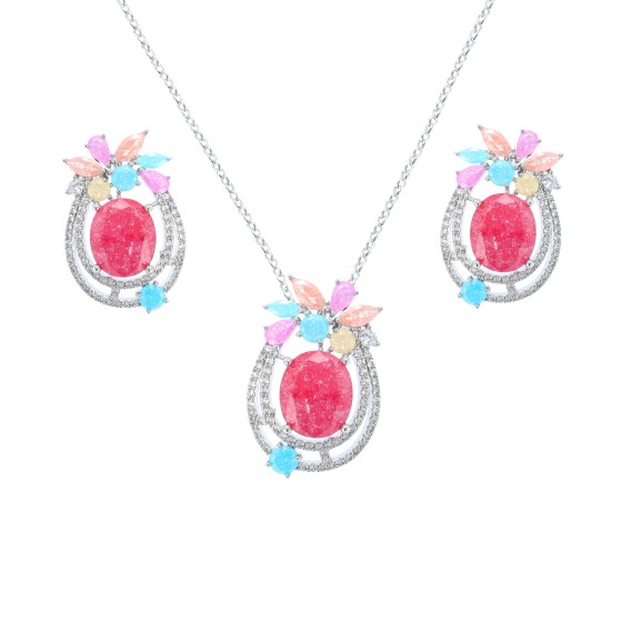 Smal setl gold plated with colored Cubic stones
