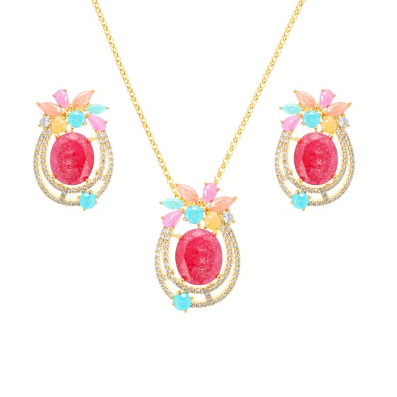 Smal setl gold plated with colored Cubic stones