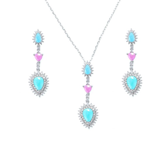 Small set Delicate gold plated with colorful zircon stone
