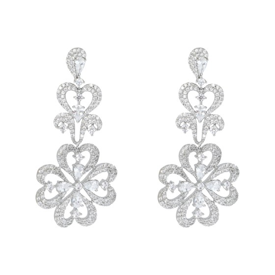 Long earing gold plated studded with zircon stones