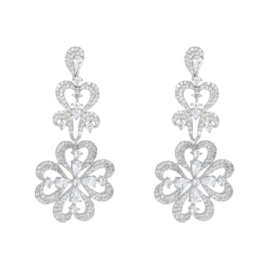 Long earing gold plated studded with zircon stones