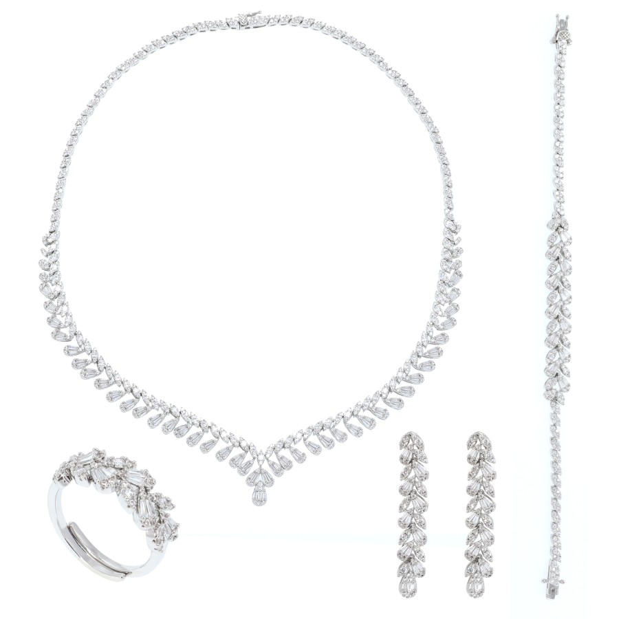 Big set silver studded with zircon stones