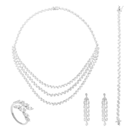 Big set gold-plated studded with zircon stones