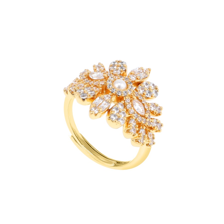 Big set gold-plated studded with zircon stones and pearls