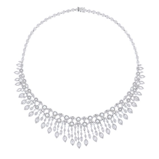 Big set gold-plated studded with zircon stones and pearls