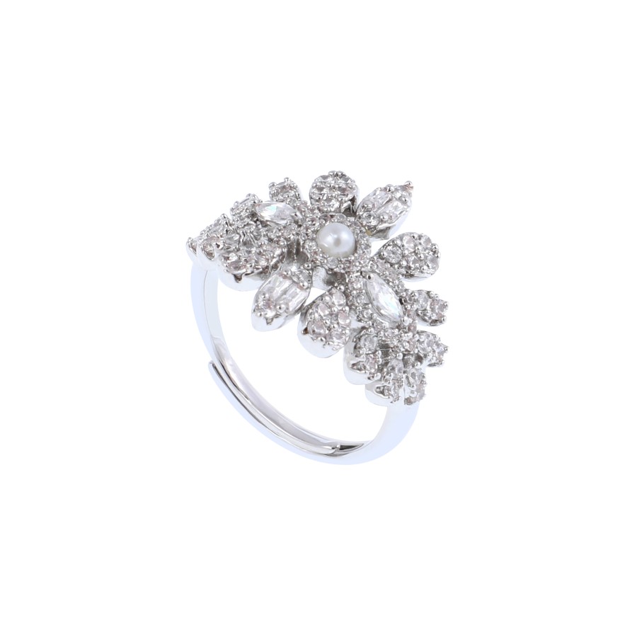 Big set gold-plated studded with zircon stones and pearls