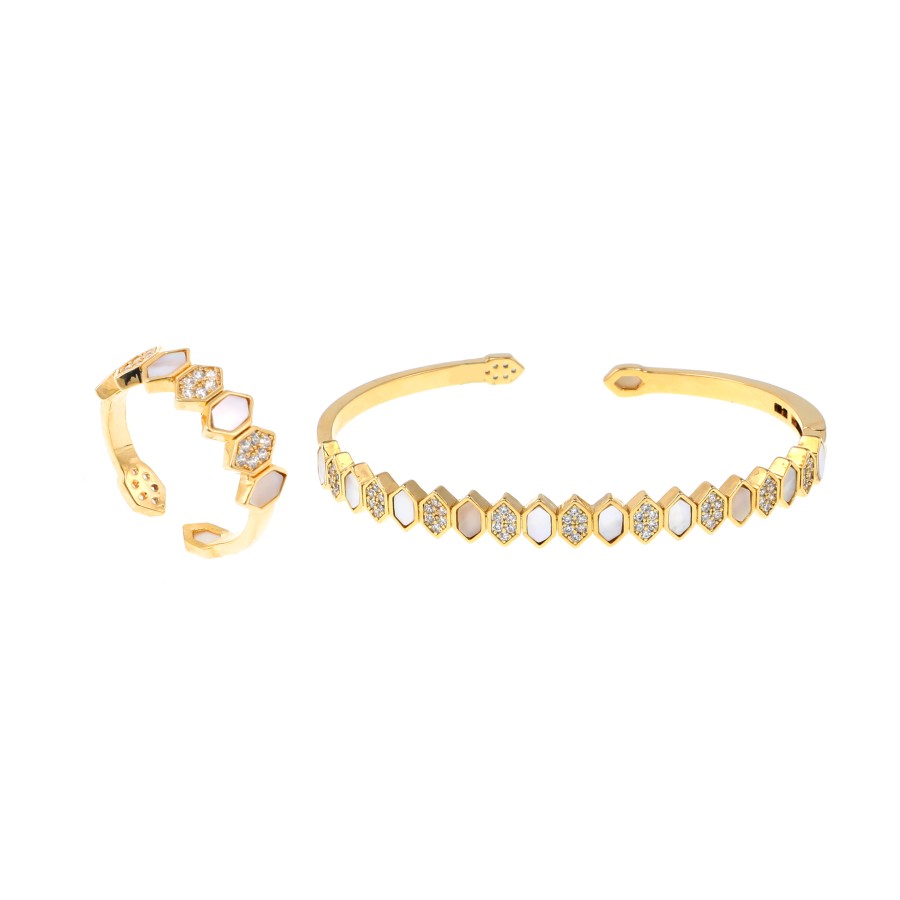 bracelet ring Gold plated and zirconium