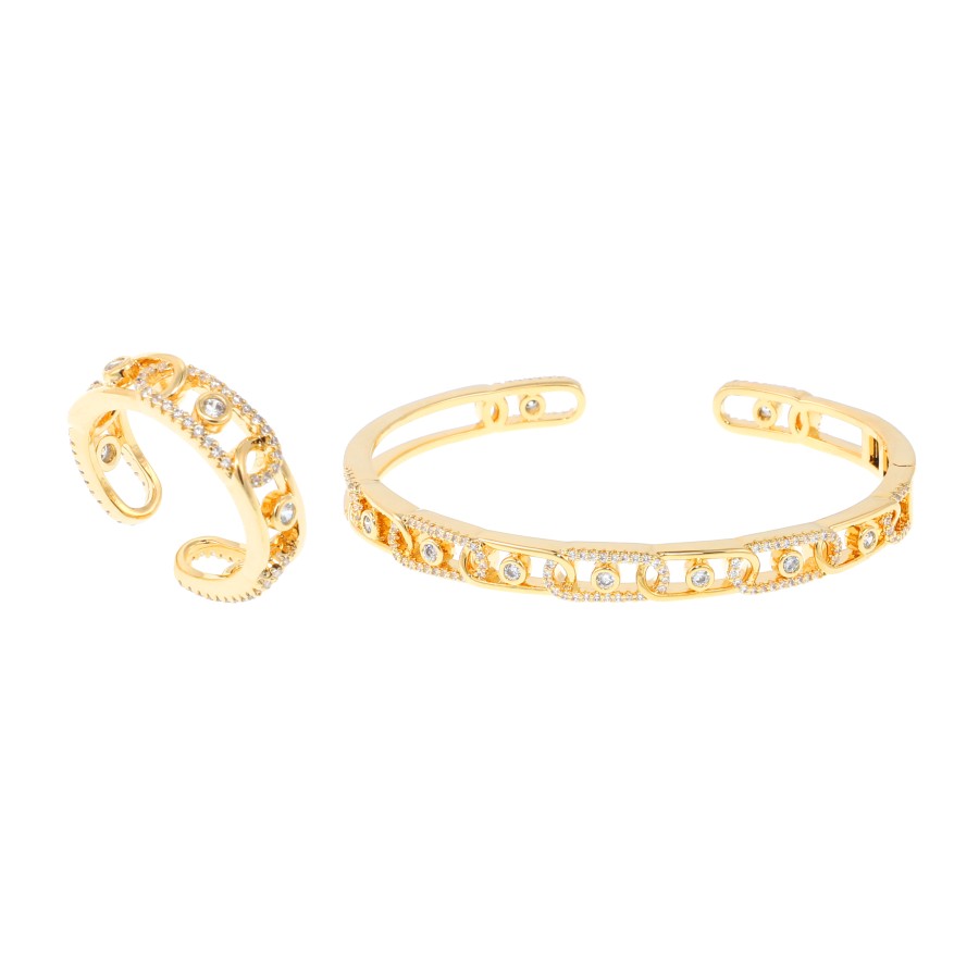 bracelet ring Gold plated and zirconium