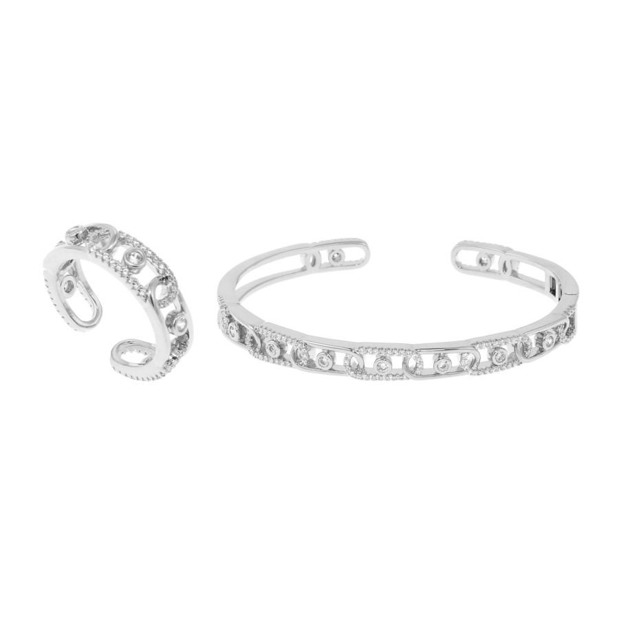 bracelet ring Gold plated and zirconium