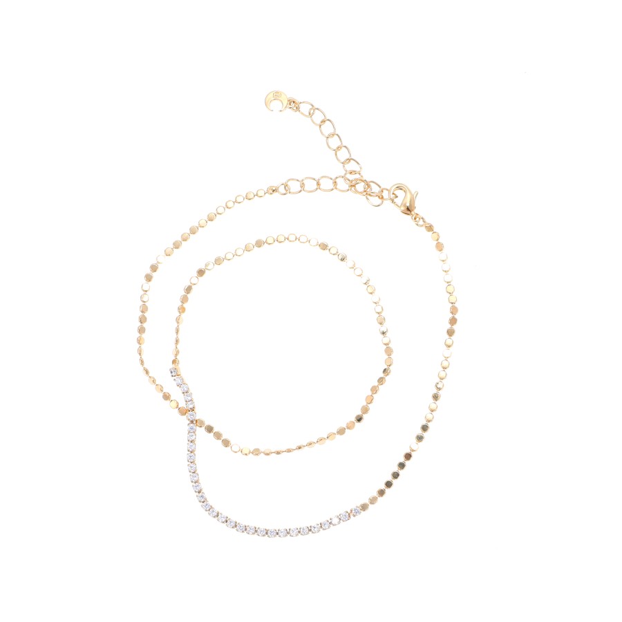 Bracelet Delicate two-layer gold-plated studded with zircon stones