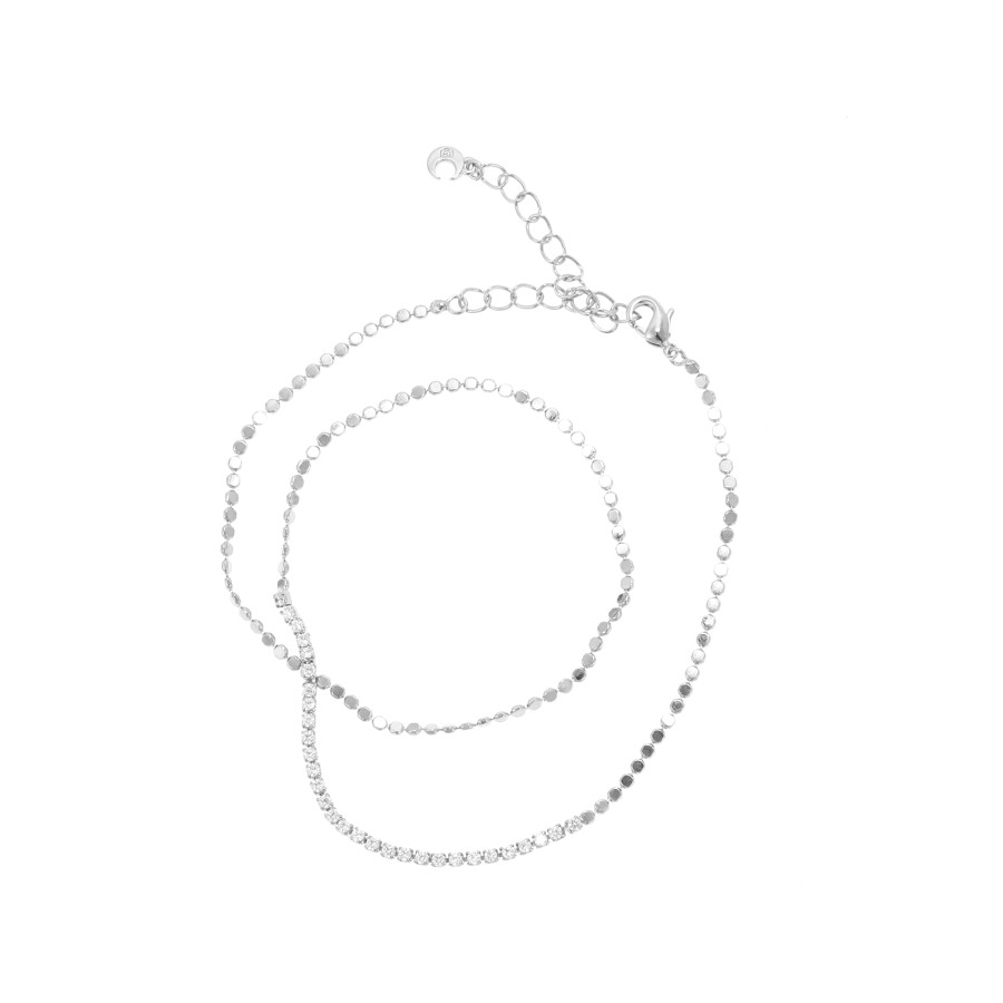 Bracelet Delicate two-layer gold-plated studded with zircon stones