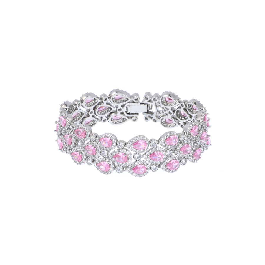 Bracelet wide gold plated studded with zircon and cubic stones