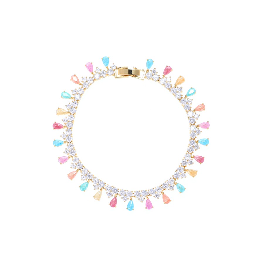 Bracelet Delicate gold plated studded with zircon and cubic zirconia s