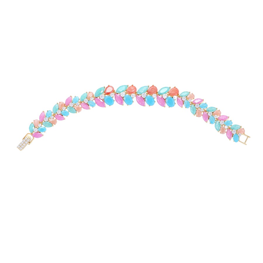 Bracelet Delicate gold plated studded with zircon and cubic zirconia s