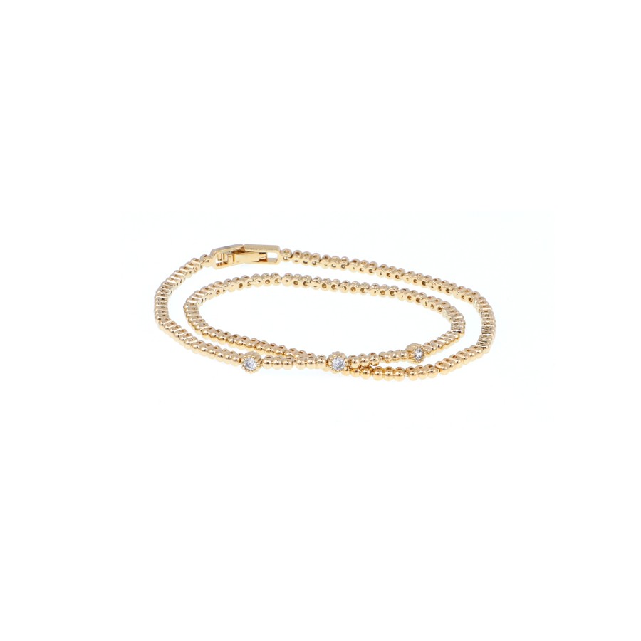 bracelet Delicate two-layer gold-plated studded with zircon stones