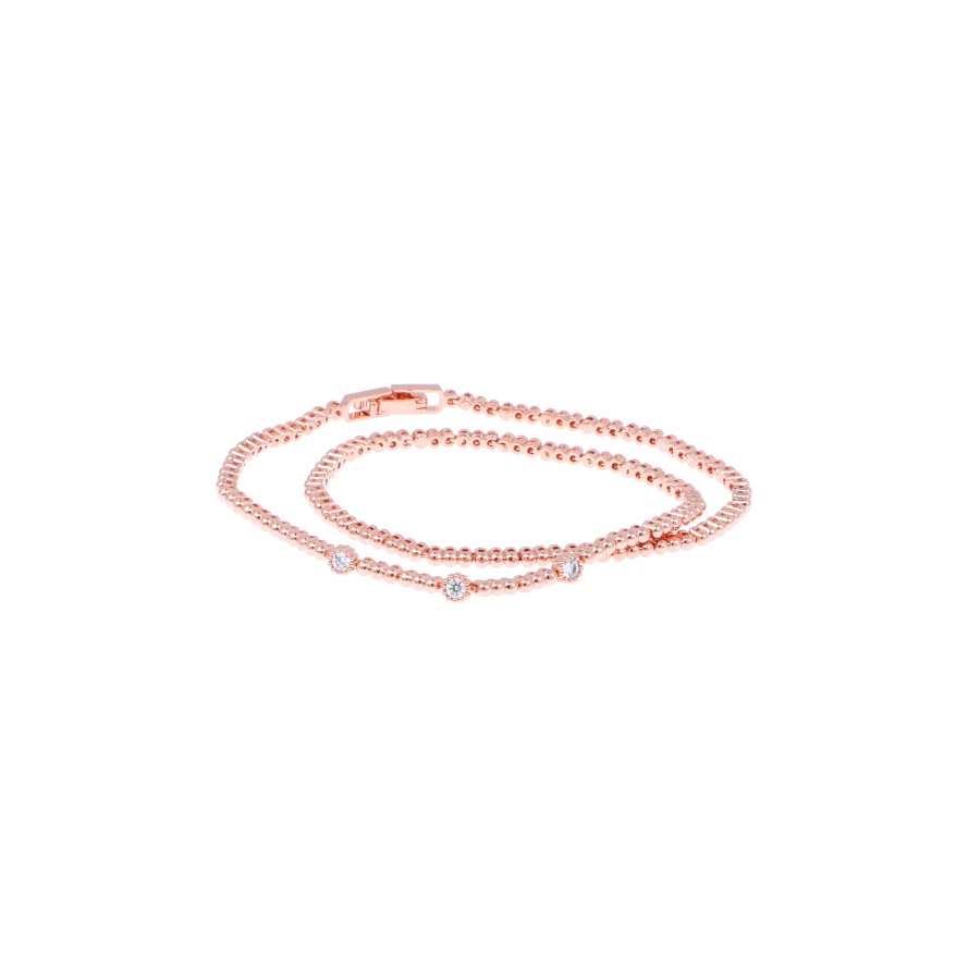 bracelet Delicate two-layer gold-plated studded with zircon stones