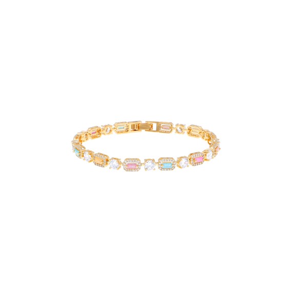 Bracelet Delicate gold plated studded with colorful cubic zirconia and cubic zirconia stones