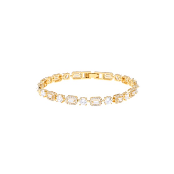 Bracelet Delicate gold plated studded with colorful cubic zirconia and cubic zirconia stones