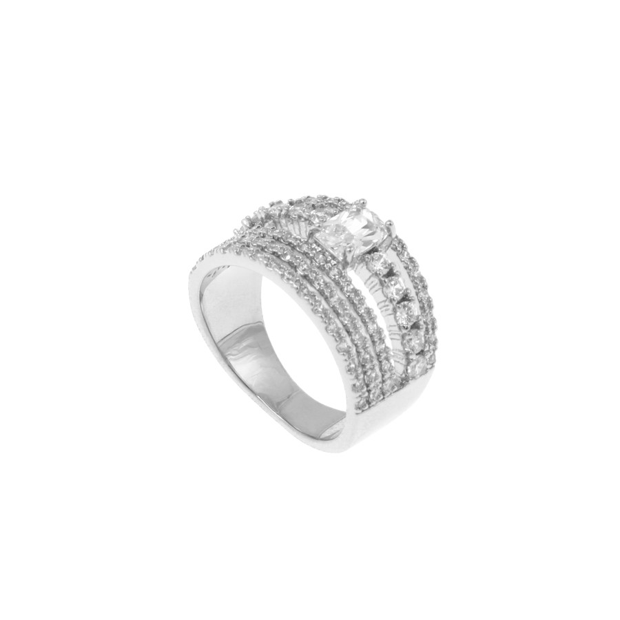 Ring Wide gold-plated studded with zircon stones