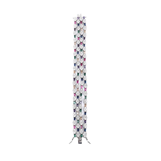 A large set of five lines, silver studded with colored zircon stones
