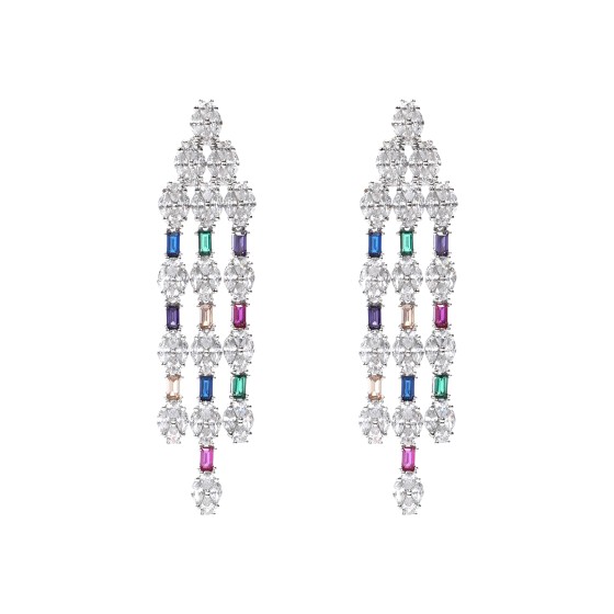 A large set of five lines, silver studded with colored zircon stones