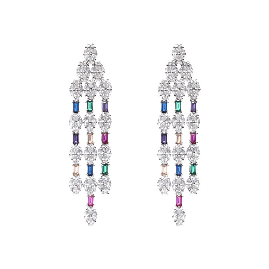 A large set of five lines, silver studded with colored zircon stones