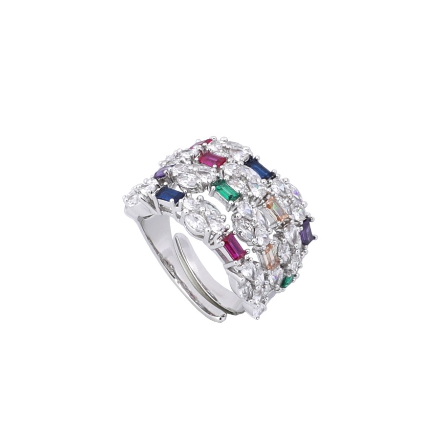 A large set of five lines, silver studded with colored zircon stones