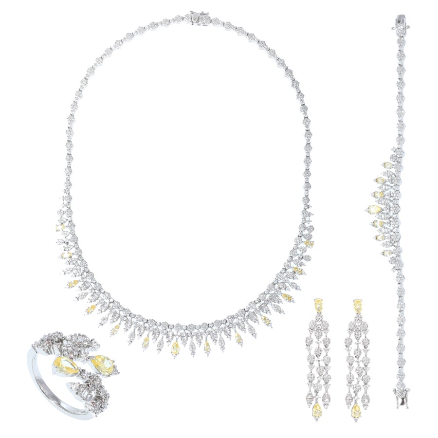big set, silver, studded with zircon stones