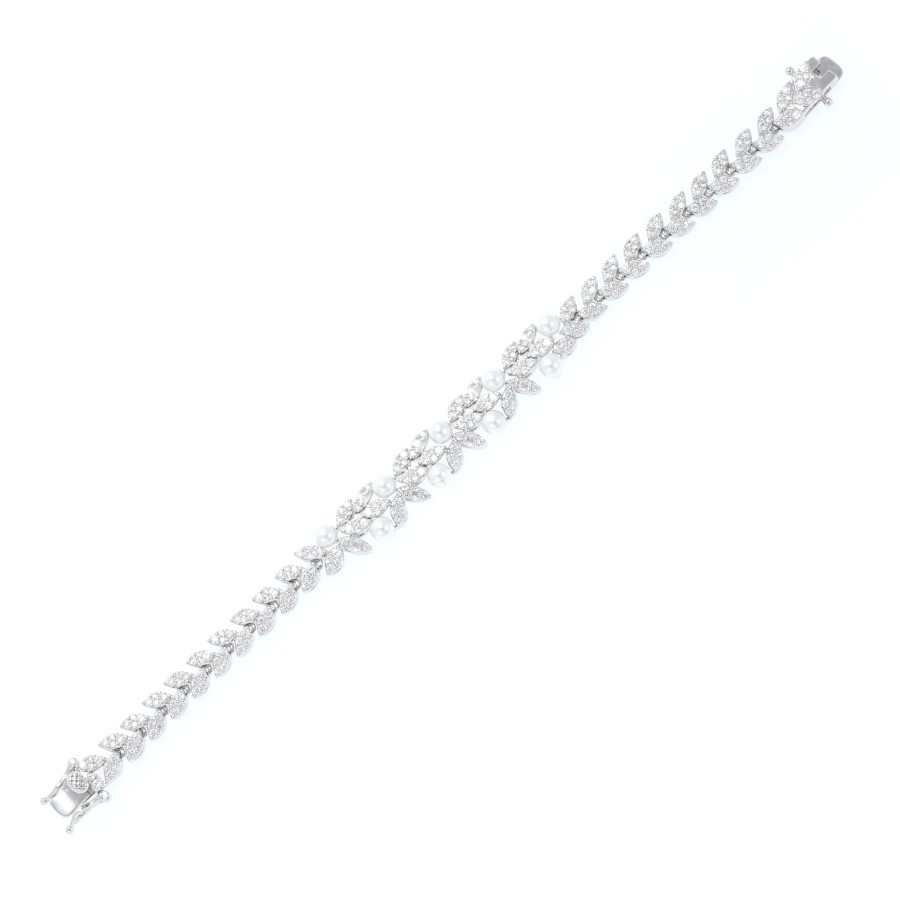 big set, silver, studded with zircon stones and pearls
