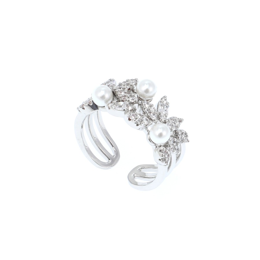 big set, silver, studded with zircon stones and pearls