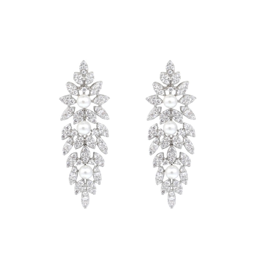 big set, silver, studded with zircon stones and pearls