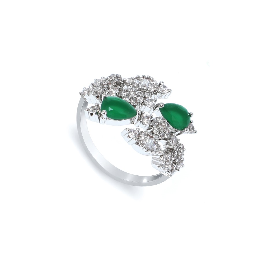 big set, silver, studded with zircon stones