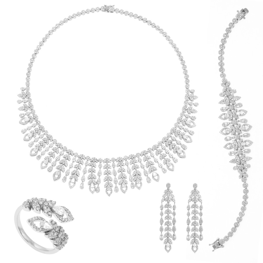 big set, silver, studded with zircon stones