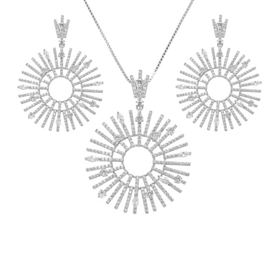 Small set delicate plated with gold studded with zircon stones