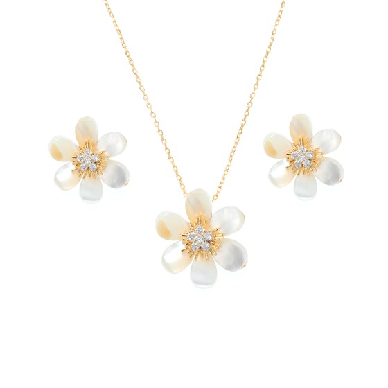 A small set, delicate plated with gold,studded with zircon stones, and